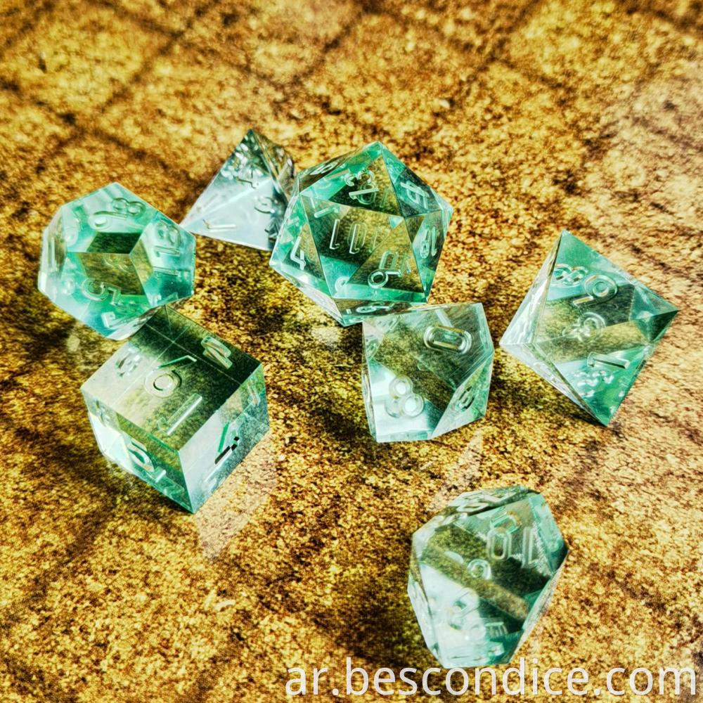 Crystal Unpainted Sharp Edged Dnd Dice Set 2